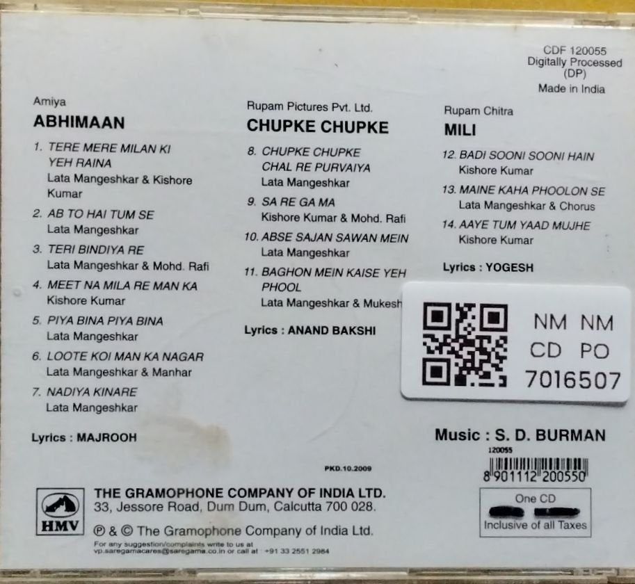 S. D. Burman - Abhimaan / Mili / Chupke Chupke (CD)