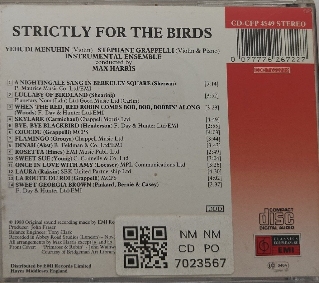 Yehudi Menuhin, Stéphane Grappelli - Strictly for the Birds (CD)