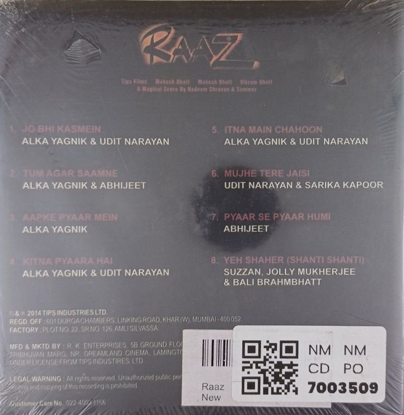 Nadeem Shravan, Sameer - Raaz (CD)