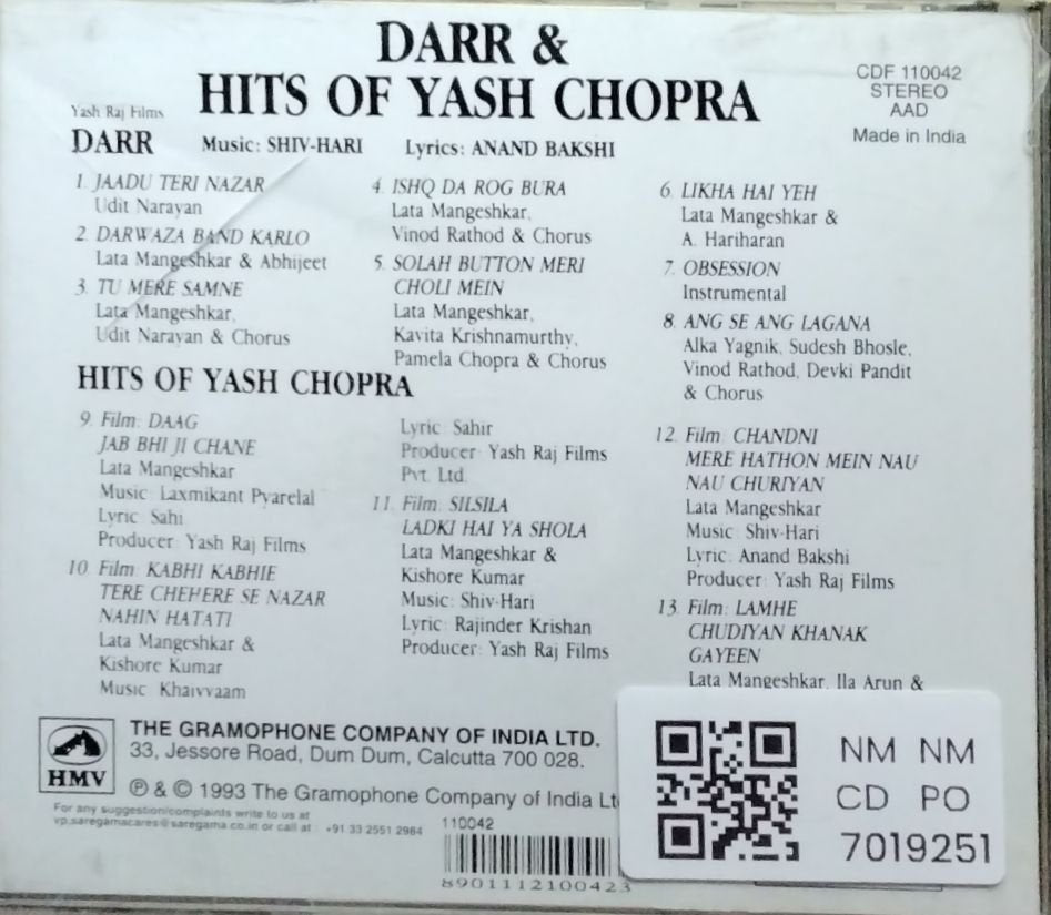 Shiv-Hari - Darr & Hits of Yash Chopra (CD)