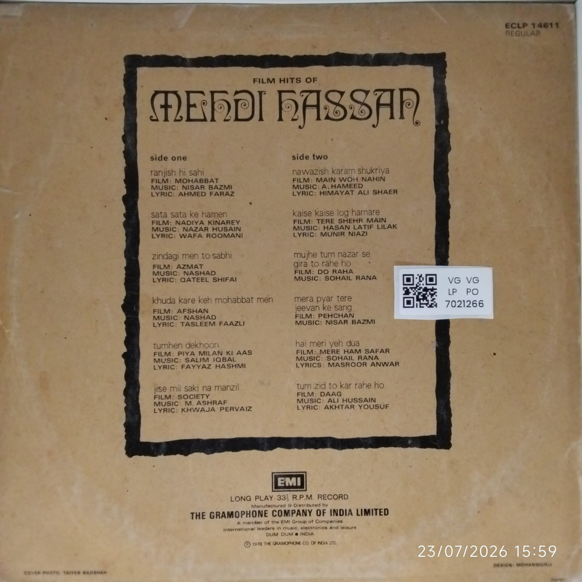 Mehdi Hassan - Film Hits of Mehdi Hassan (Vinyl)