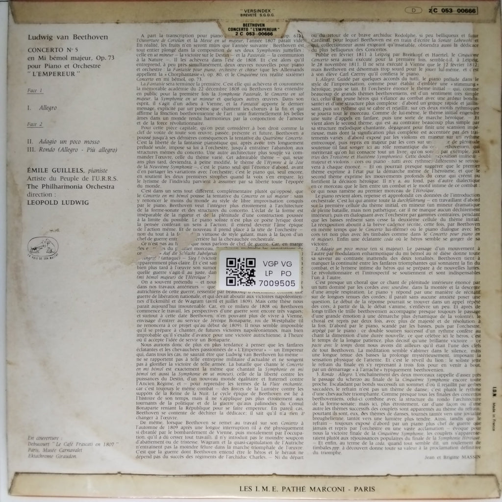 Emile Guillels, The Philharmonia Orchestra, Leopold Ludwig - Beethoven Concerto No. 5 "L'Empereur" (Vinyl)