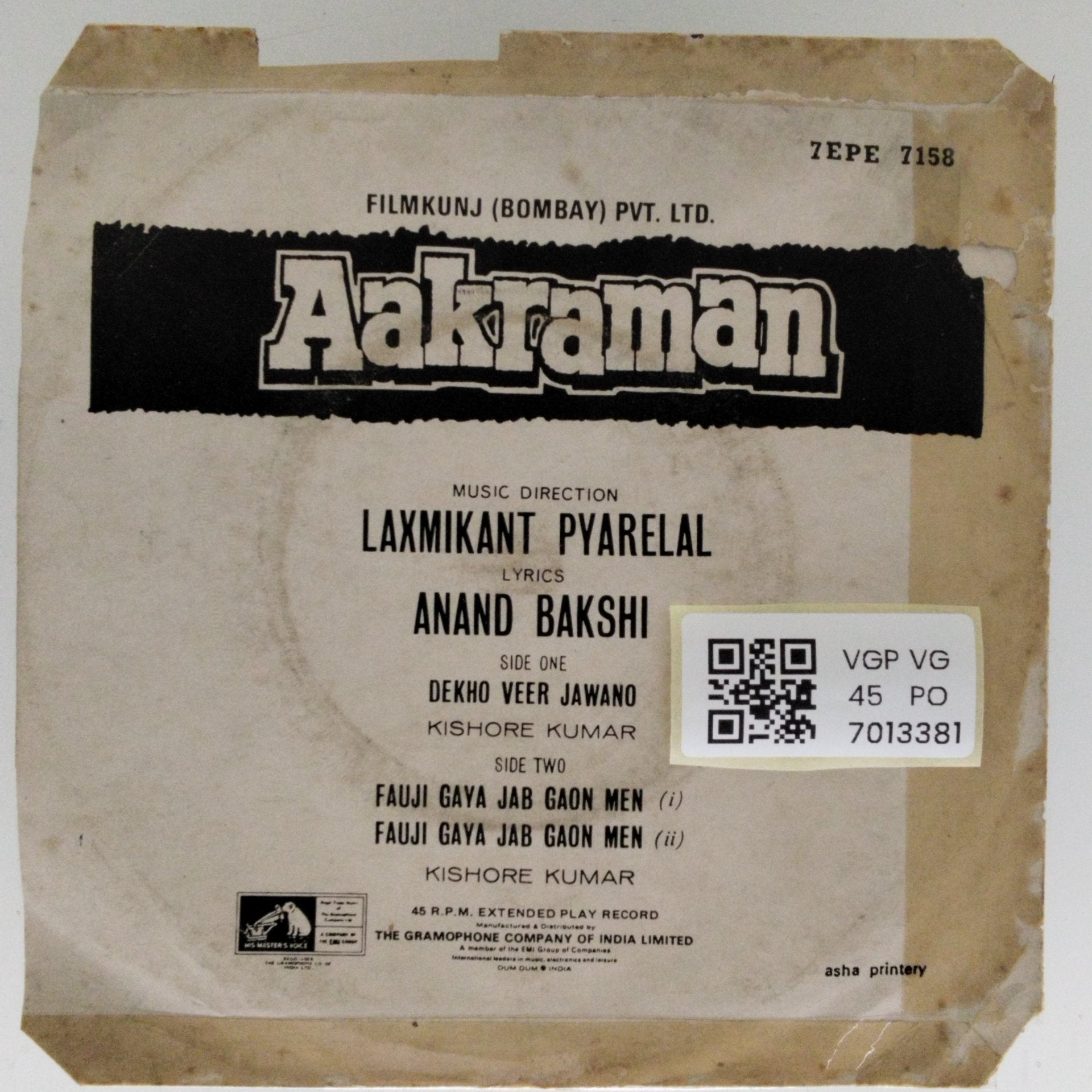Laxmikant Pyarelal - Aakraman (45-RPM)