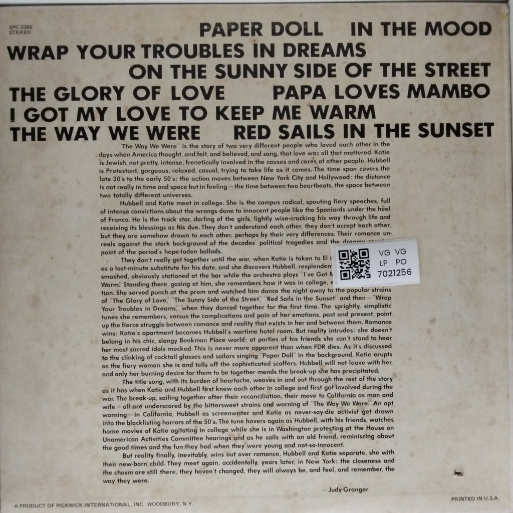 Pickwick Orchestra & Singers - The Way We Were (Vinyl)