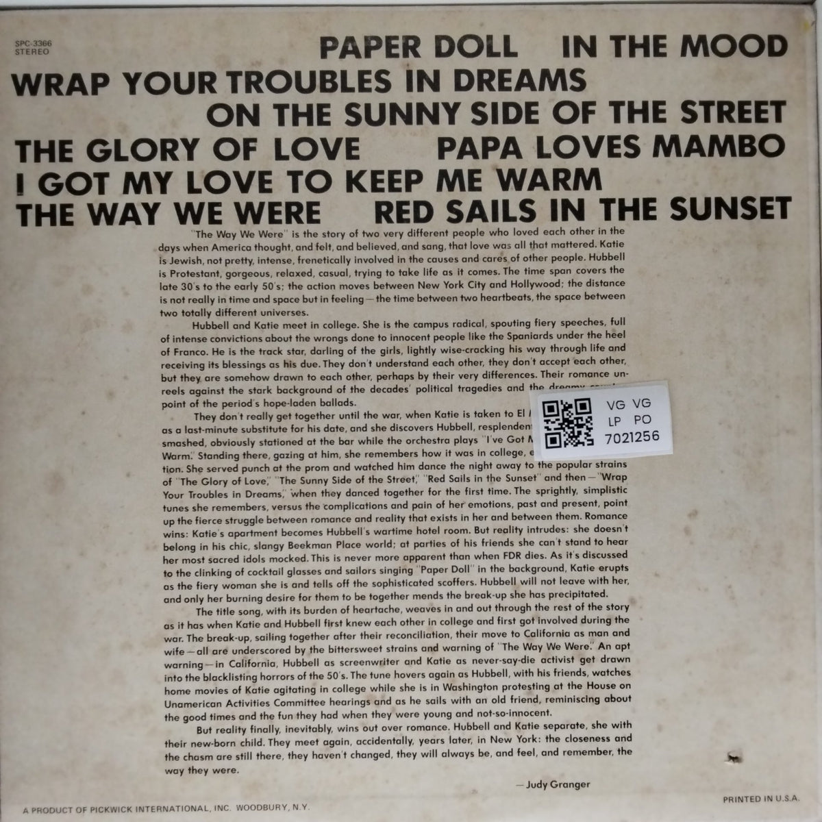 Pickwick Orchestra & Singers - The Way We Were (Vinyl)