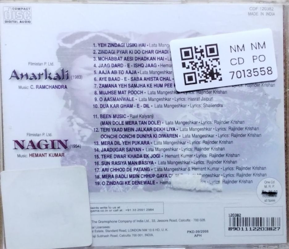 C. Ramchandra, Hemant Kumar - Anarkali / Nagin (CD)