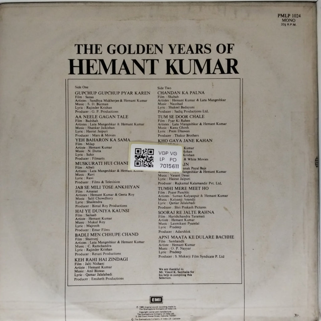 Hemant Kumar - The Golden Years of Hemant Kumar (Vinyl)