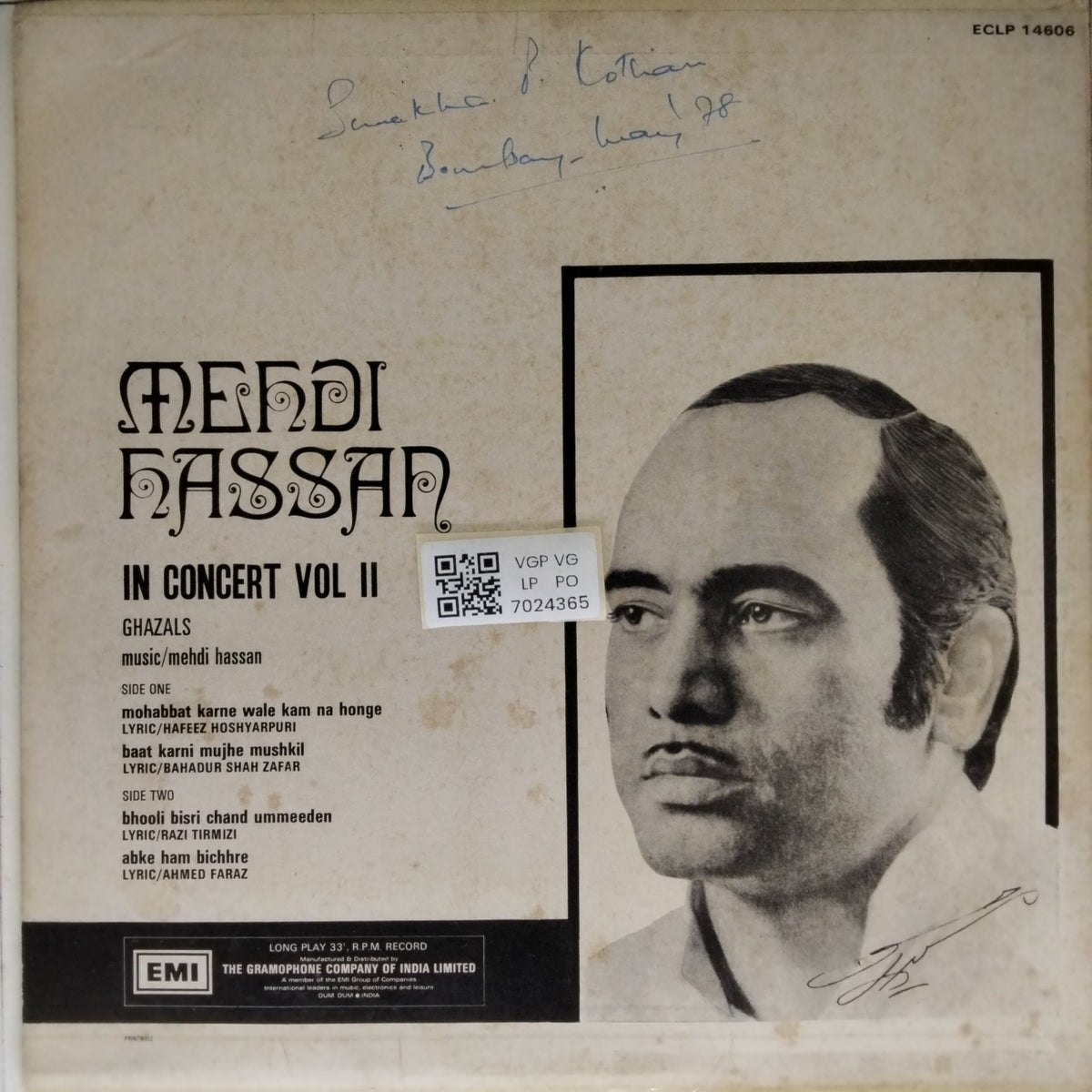 Mehdi Hassan - In Concert Vol II (Vinyl)