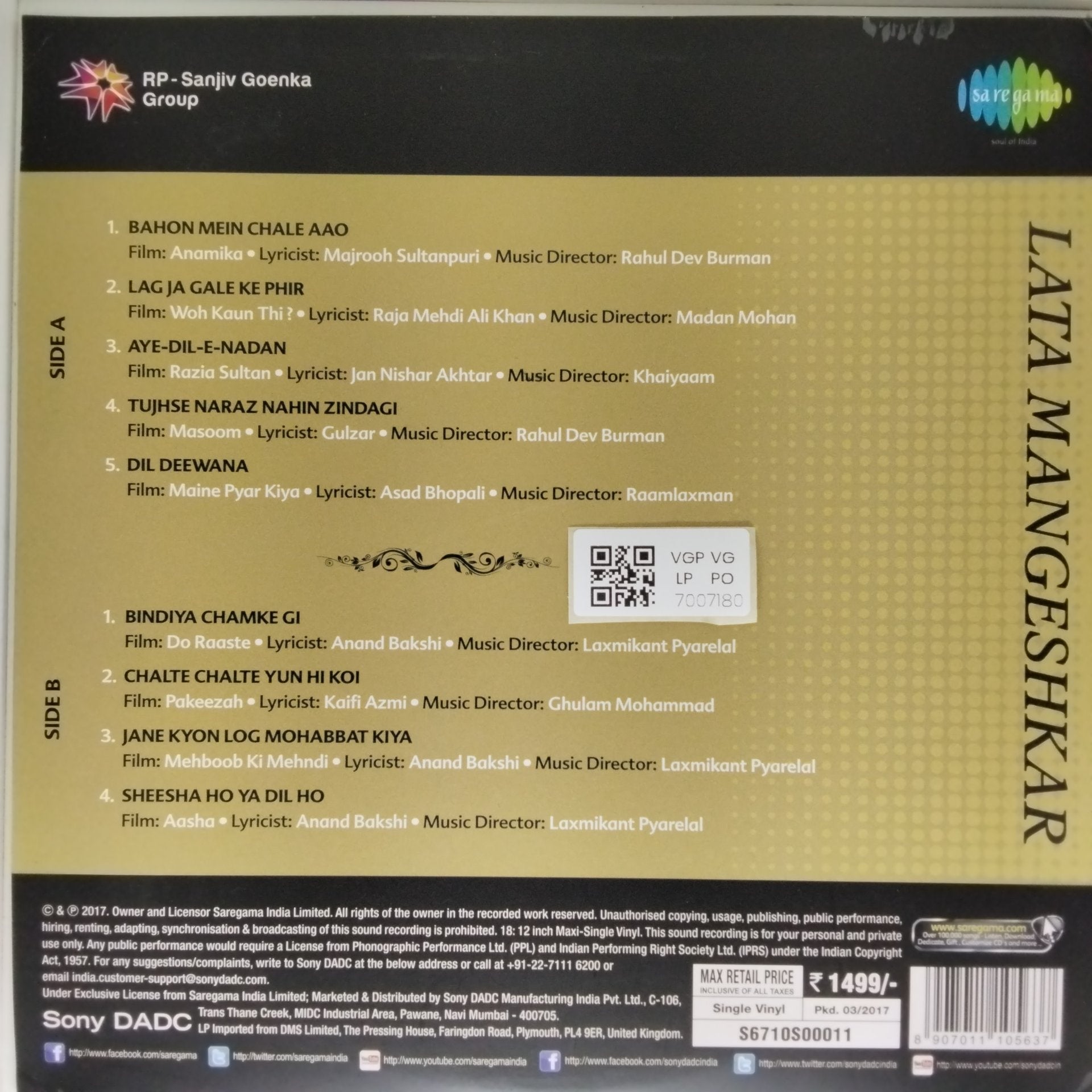 Lata Mangeshkar - The Legendary (Vinyl)