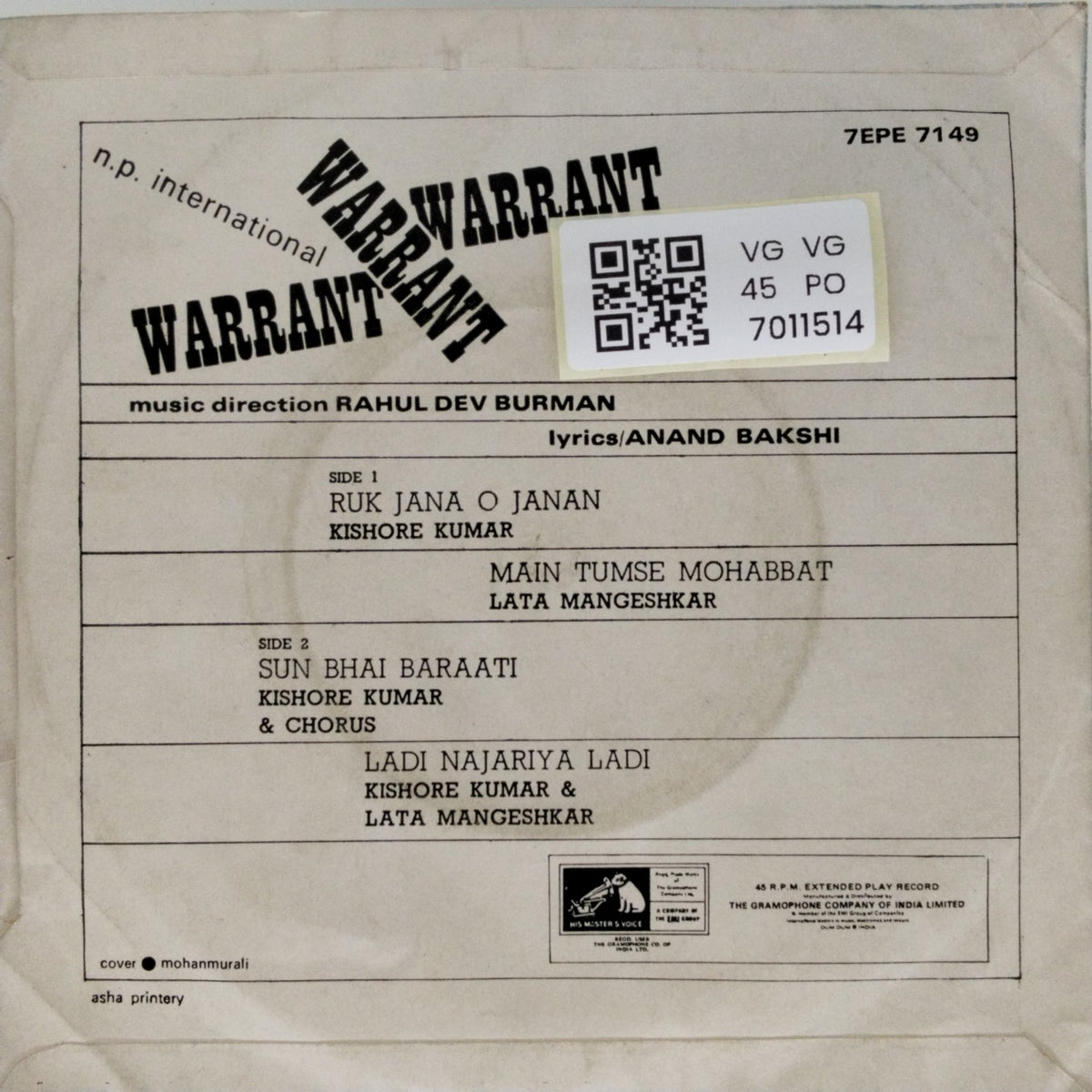 Rahul Dev Burman - Warrant (45-RPM)