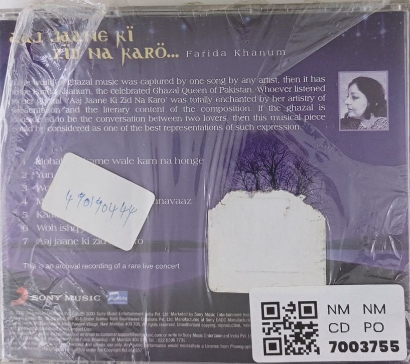 Farida Khanum - Aaj Jaane Ki Zid Na Karo (CD)