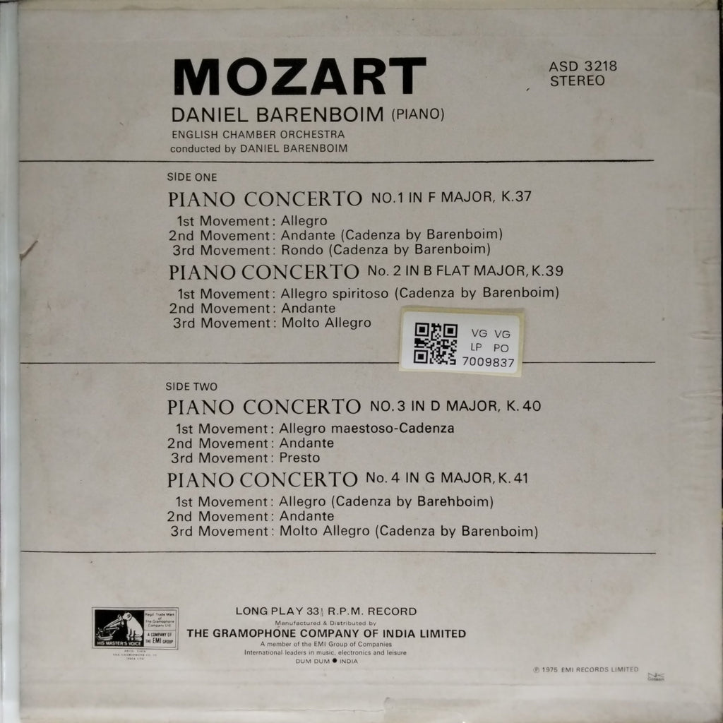 Daniel Barenboim, English Chamber Orchestra - Piano Concertos (Vinyl)