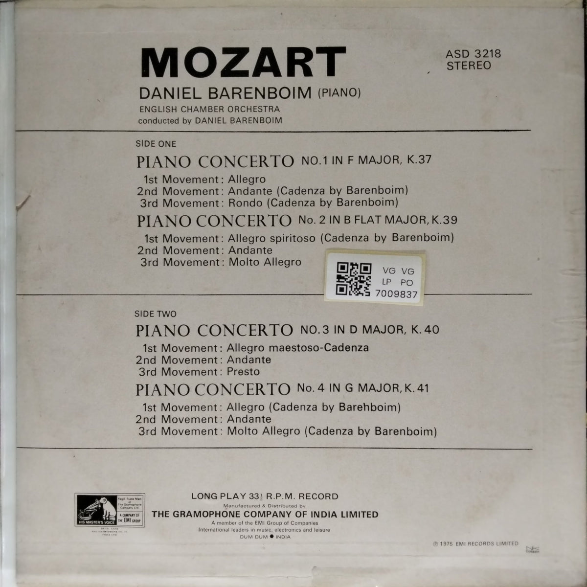 Daniel Barenboim, English Chamber Orchestra - Piano Concertos (Vinyl)