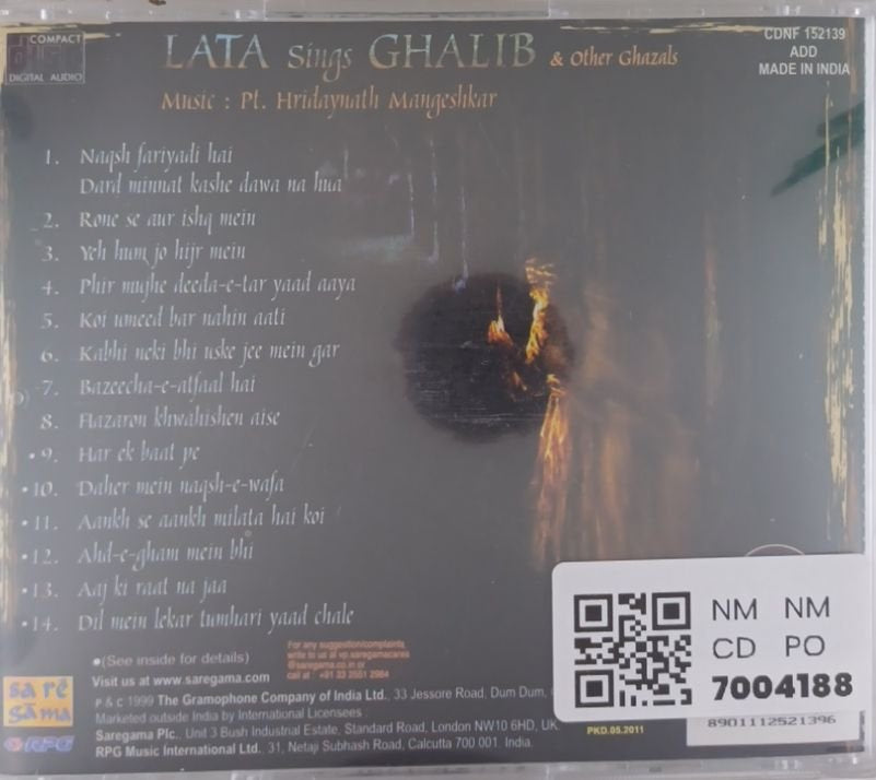 Lata Mangeshkar - Lata Sings Ghalib & Other Ghazals (CD)