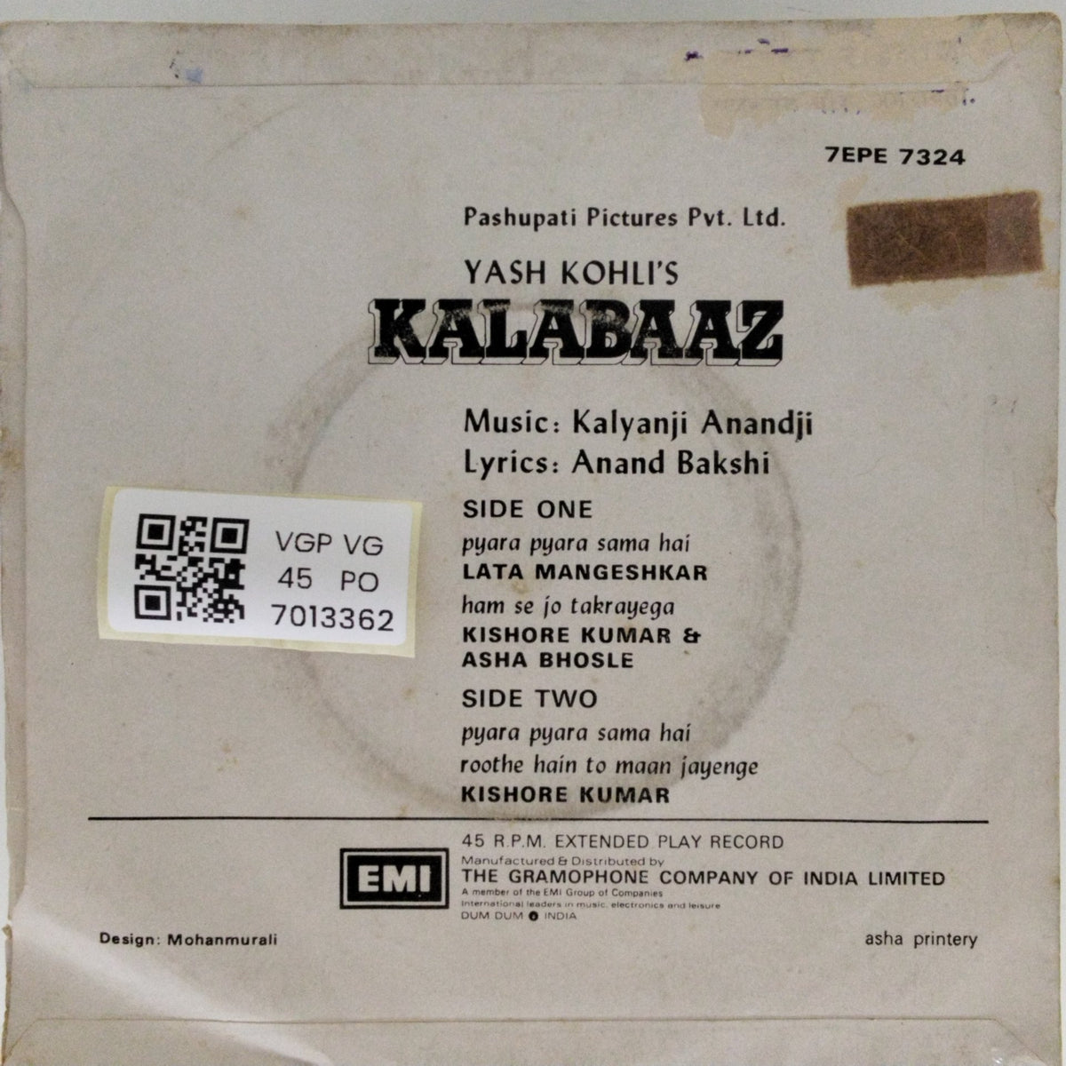 Kalyanji Anandji - Kalabaaz (45-RPM)