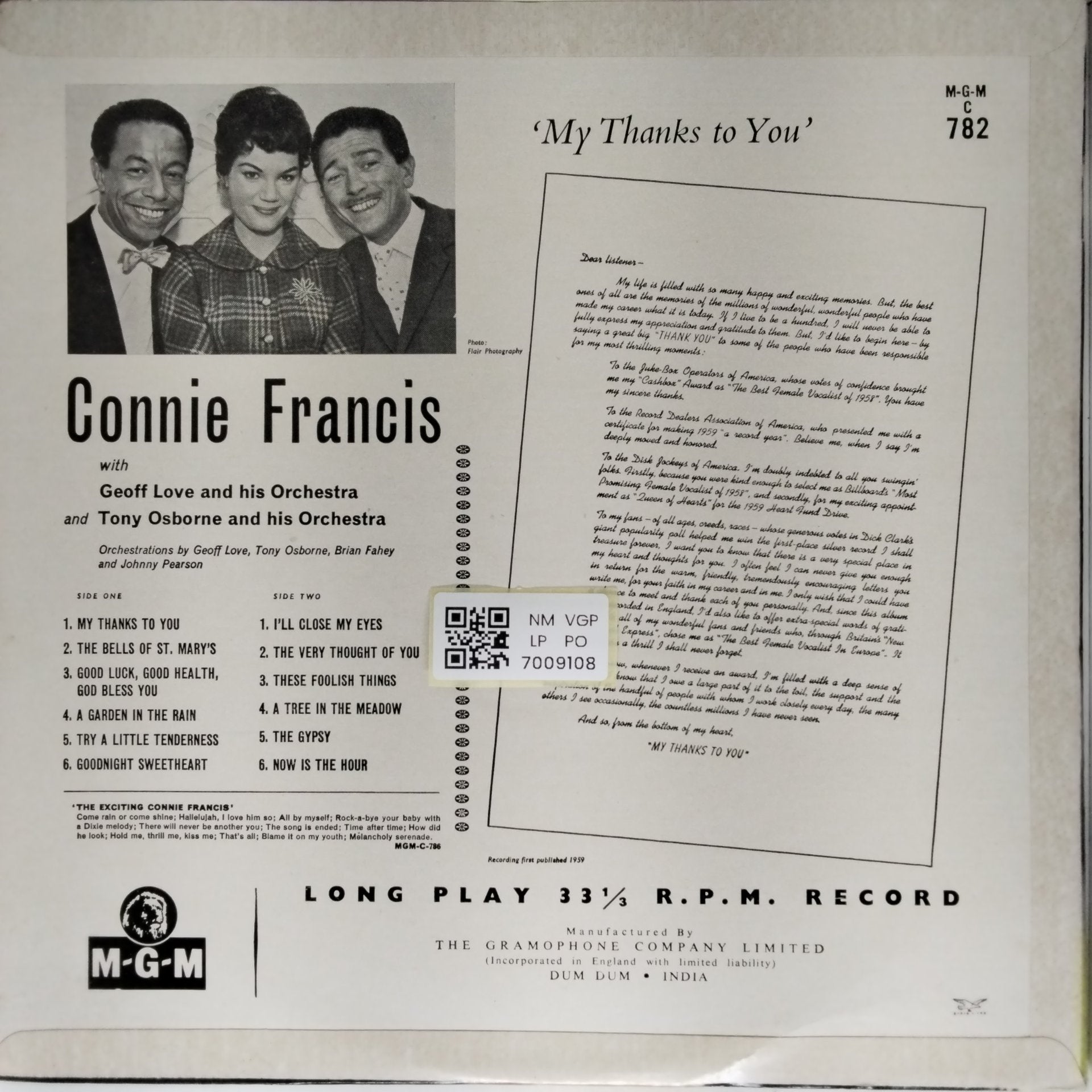 Connie Francis - My Thanks to You (Vinyl)
