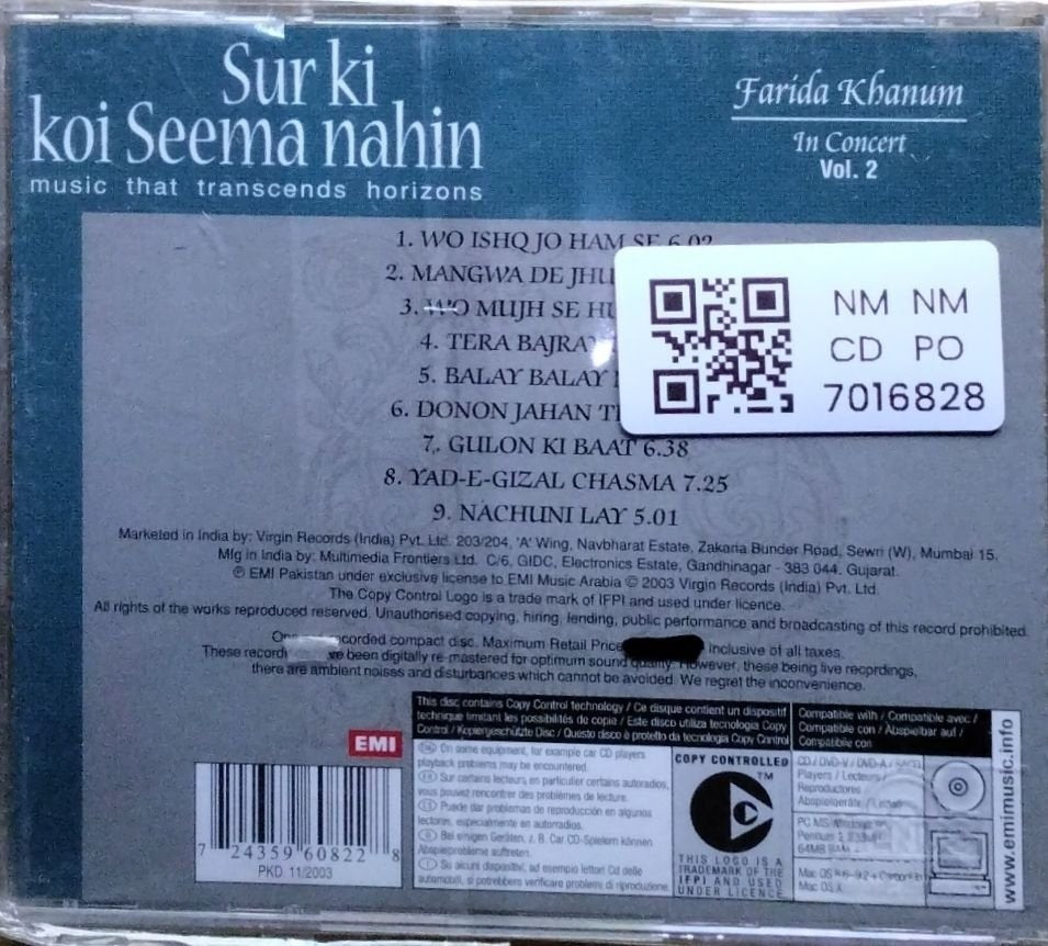Farida Khanum - Sur Ki Koi Seema Nahin - In Concert Vol. 2 (CD)