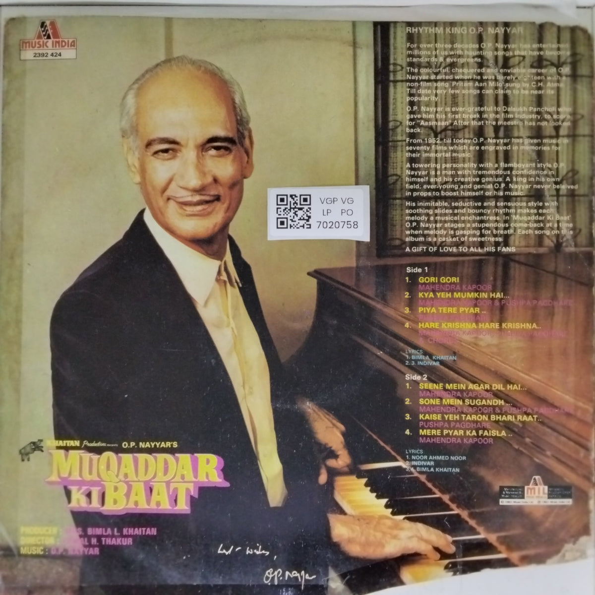 O.P. Nayyar - Muqaddar Ki Baat (Vinyl)