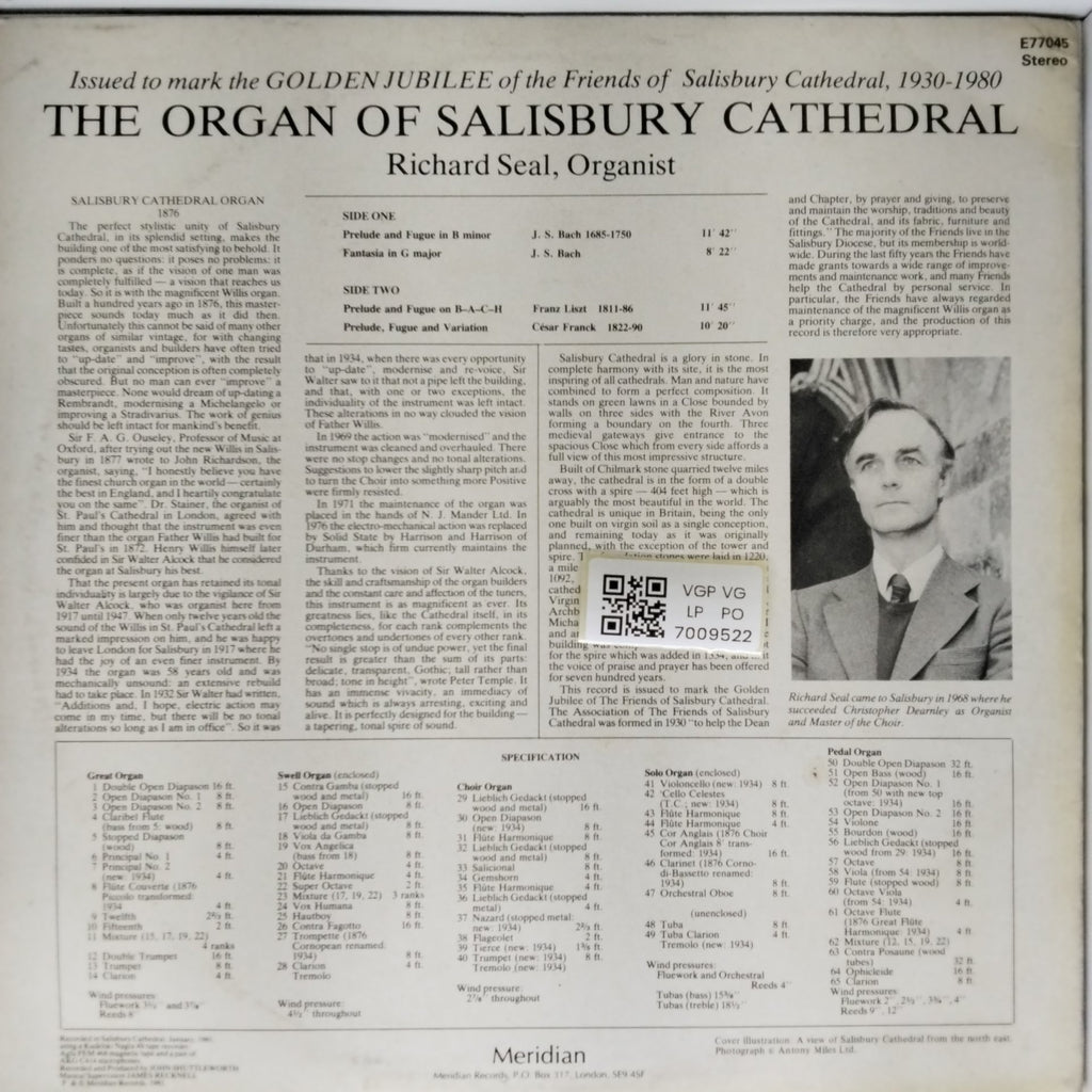 Richard Seal - The Organ of Salisbury Cathedral (Vinyl)