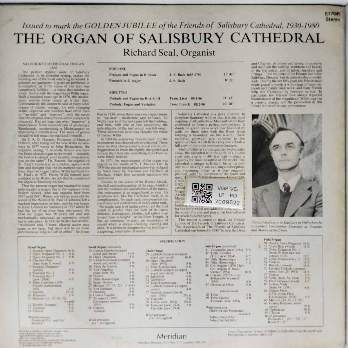Richard Seal - The Organ of Salisbury Cathedral (Vinyl)