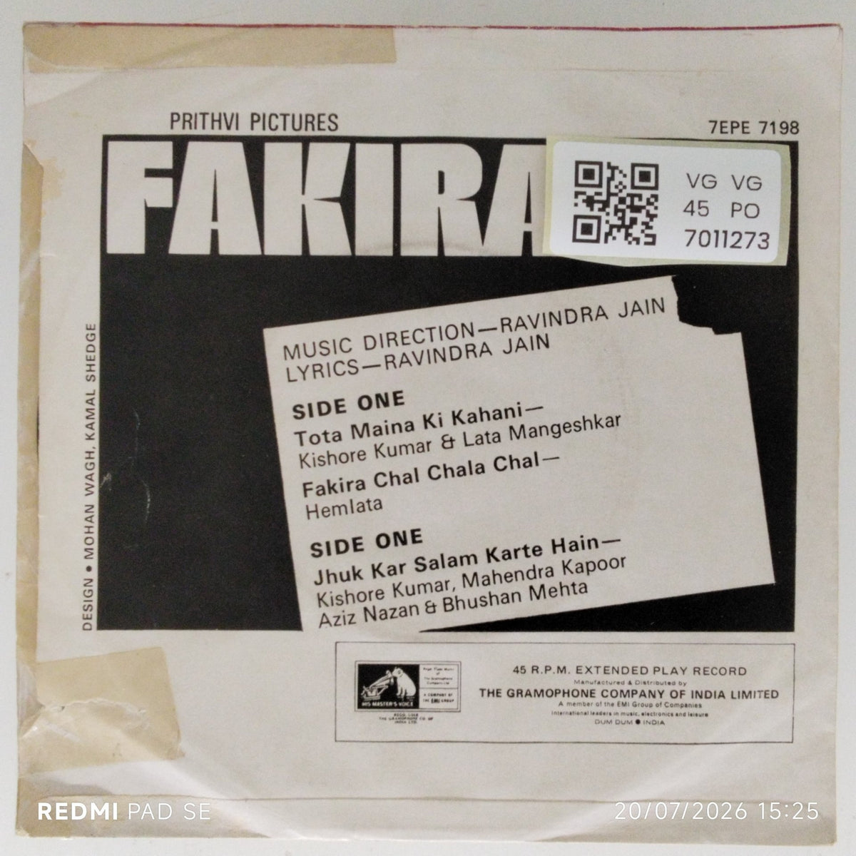 Ravindra Jain - Fakira (45-RPM)