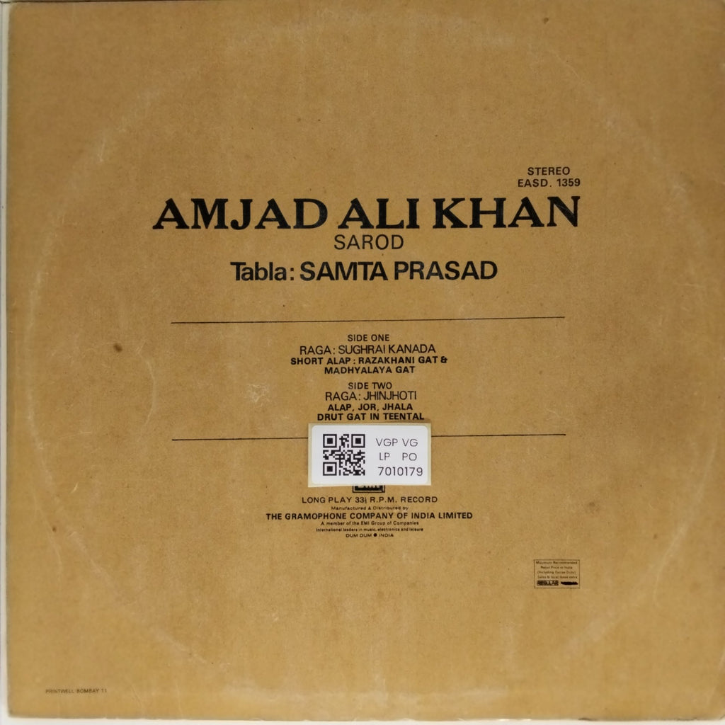 Amjad Ali Khan - Raga: Sughrai Kanada / Raga: Jhinjhoti (Vinyl)