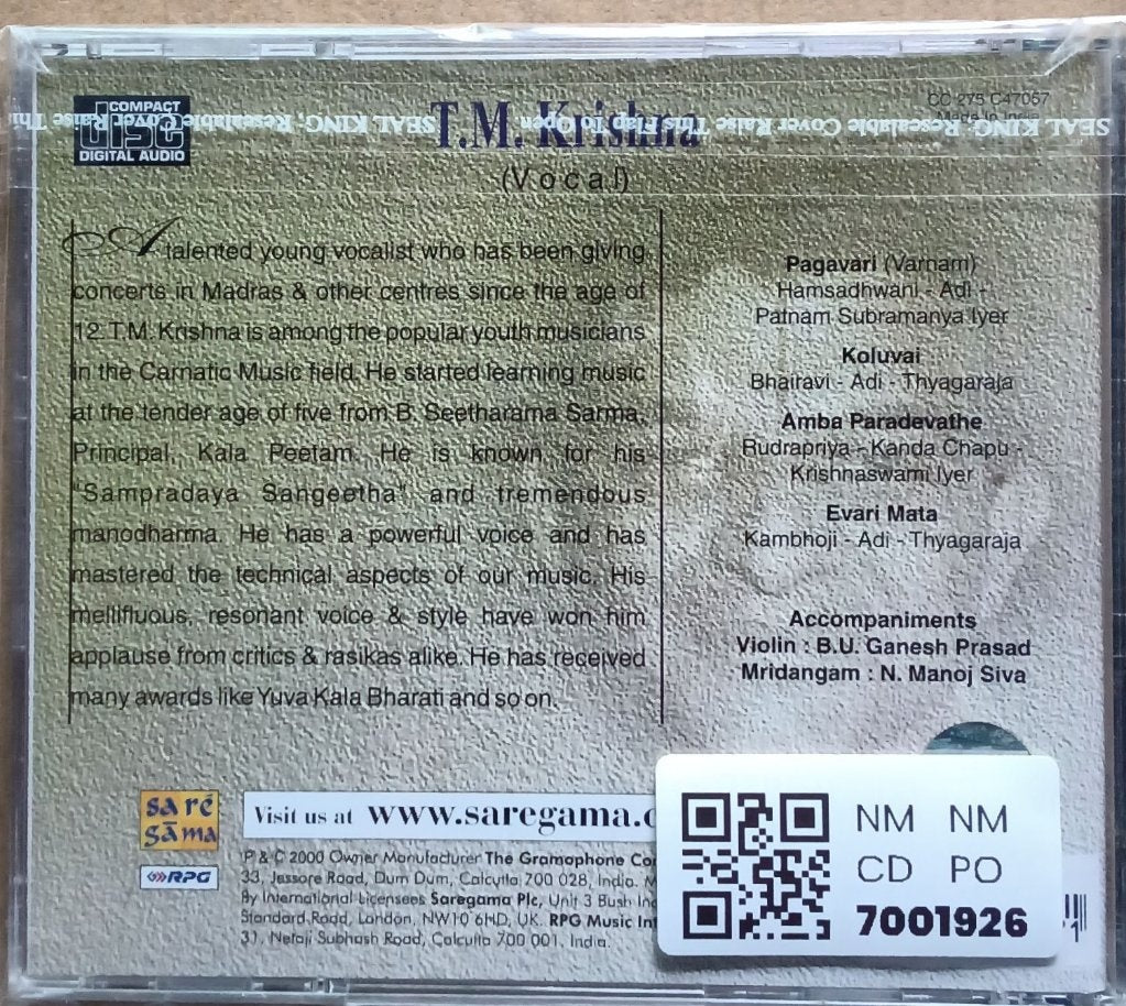 T.M. Krishna - Classic Carnatic Concerts (CD)