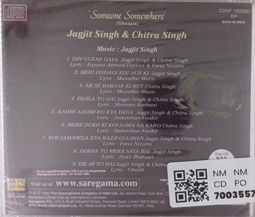 Jagjit Singh, Chitra Singh - Someone Somewhere - Ghazals (CD)