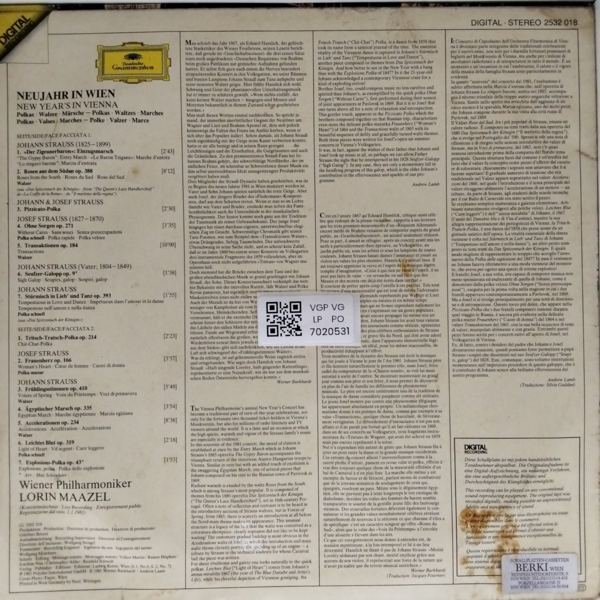 Wiener Philharmoniker, Lorin Maazel - Neujahr in Wien · New Year's in Vienna (Vinyl)