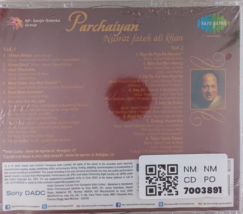 Nusrat Fateh Ali Khan - Parchaaiyan (CD) (2)