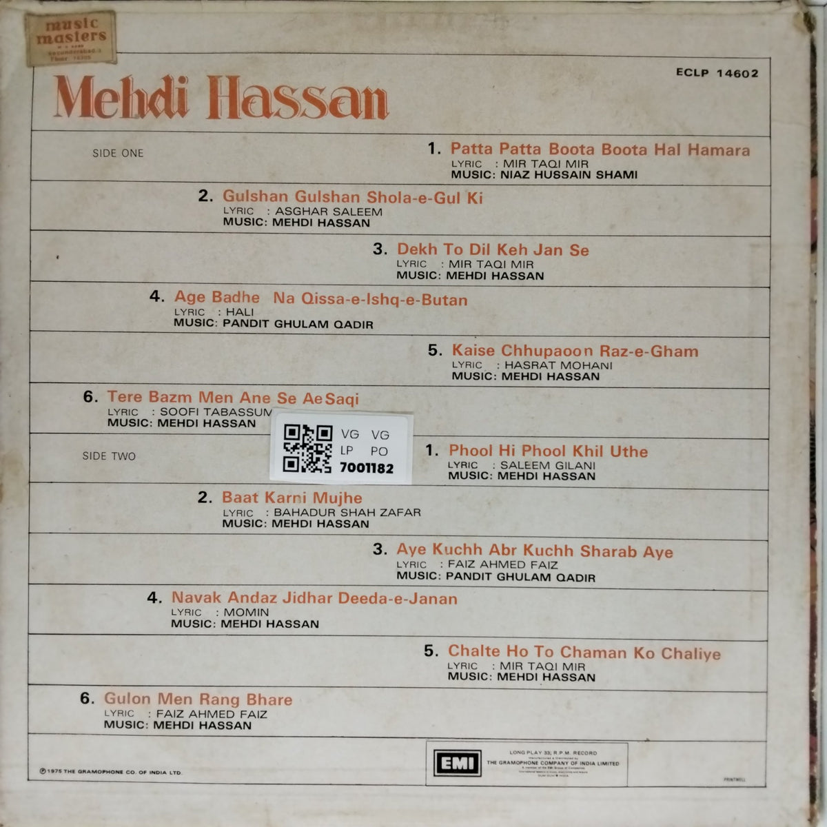 Mehdi Hassan - Ghazals (Vinyl)