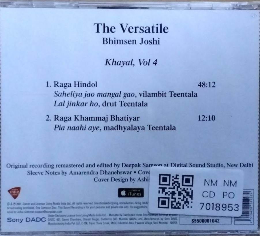Bhimsen Joshi - The Versatile - Khayal, Vol 4 (CD)