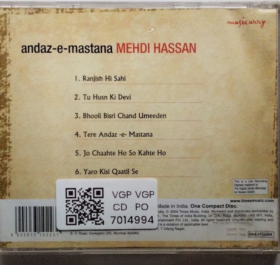 Mehdi Hassan - andaz-e-mastana (CD)