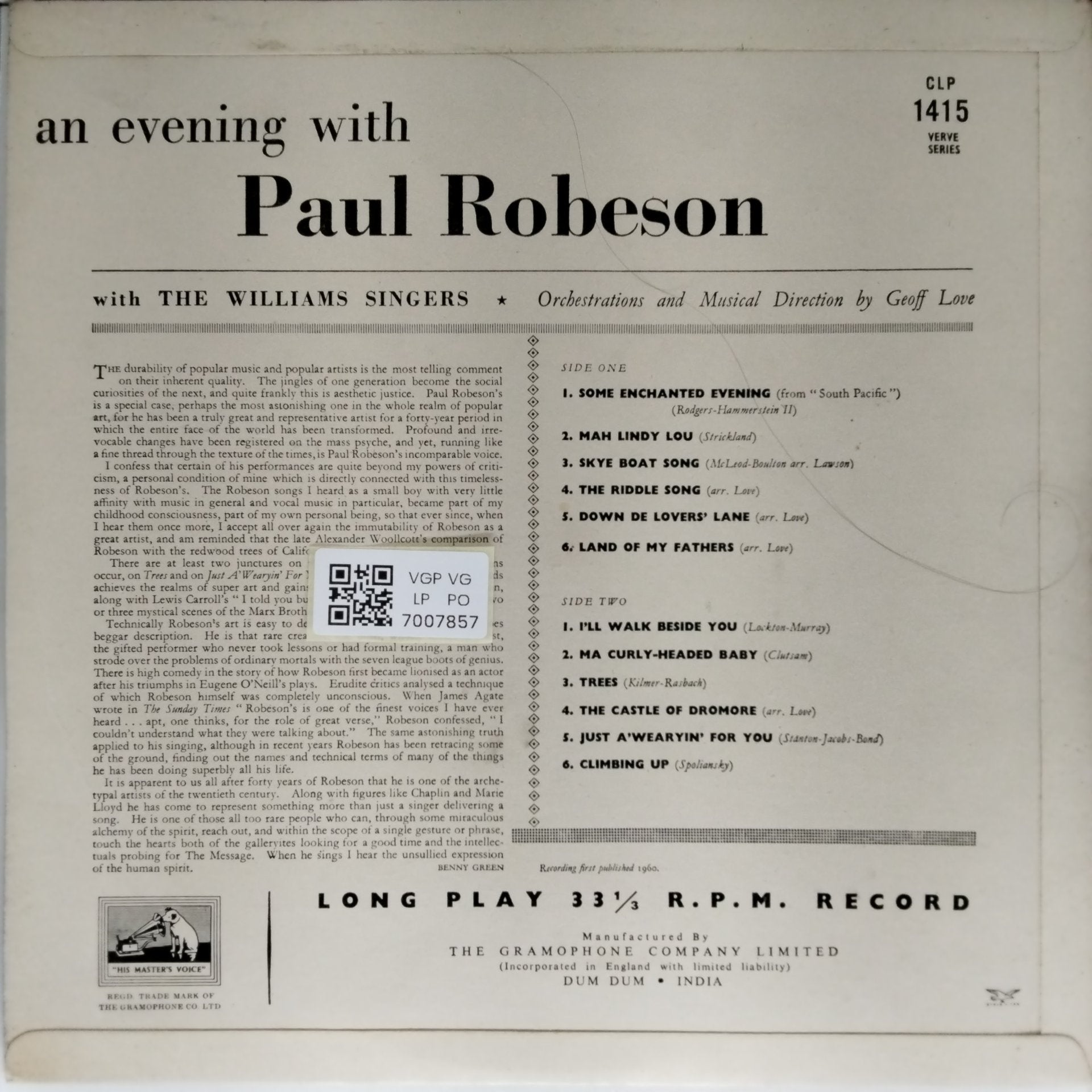 Paul Robeson - An Evening with Paul Robeson (Vinyl)