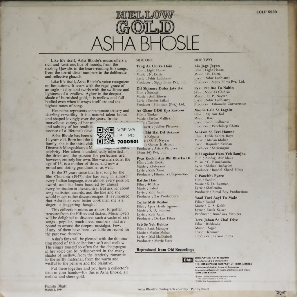 Asha Bhosle - Mellow Gold (Vinyl)