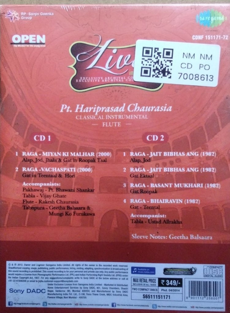 Pt. Hariprasad Chaurasia - Live in Concert (CD) (2)