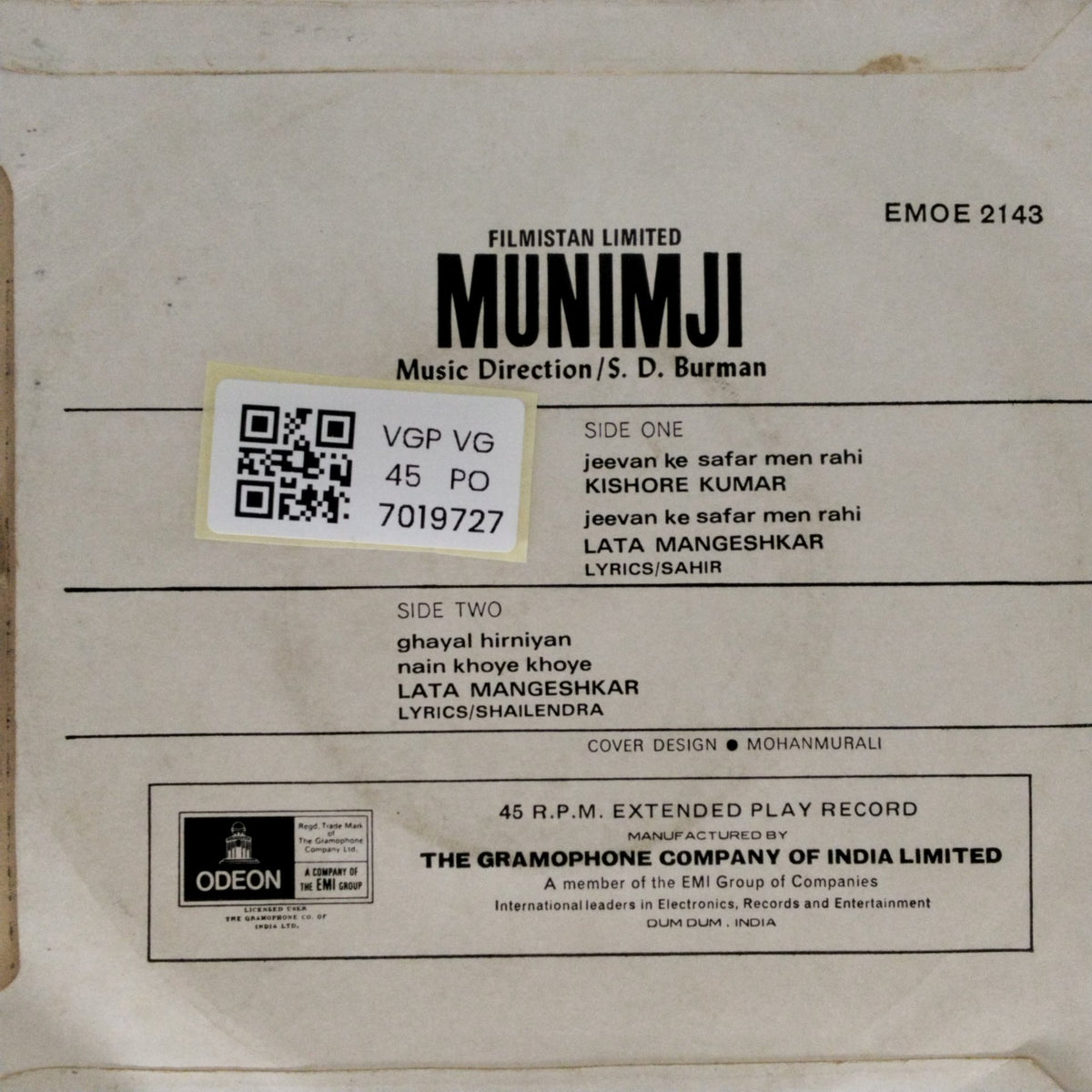 S. D. Burman - Munimji (45-RPM)