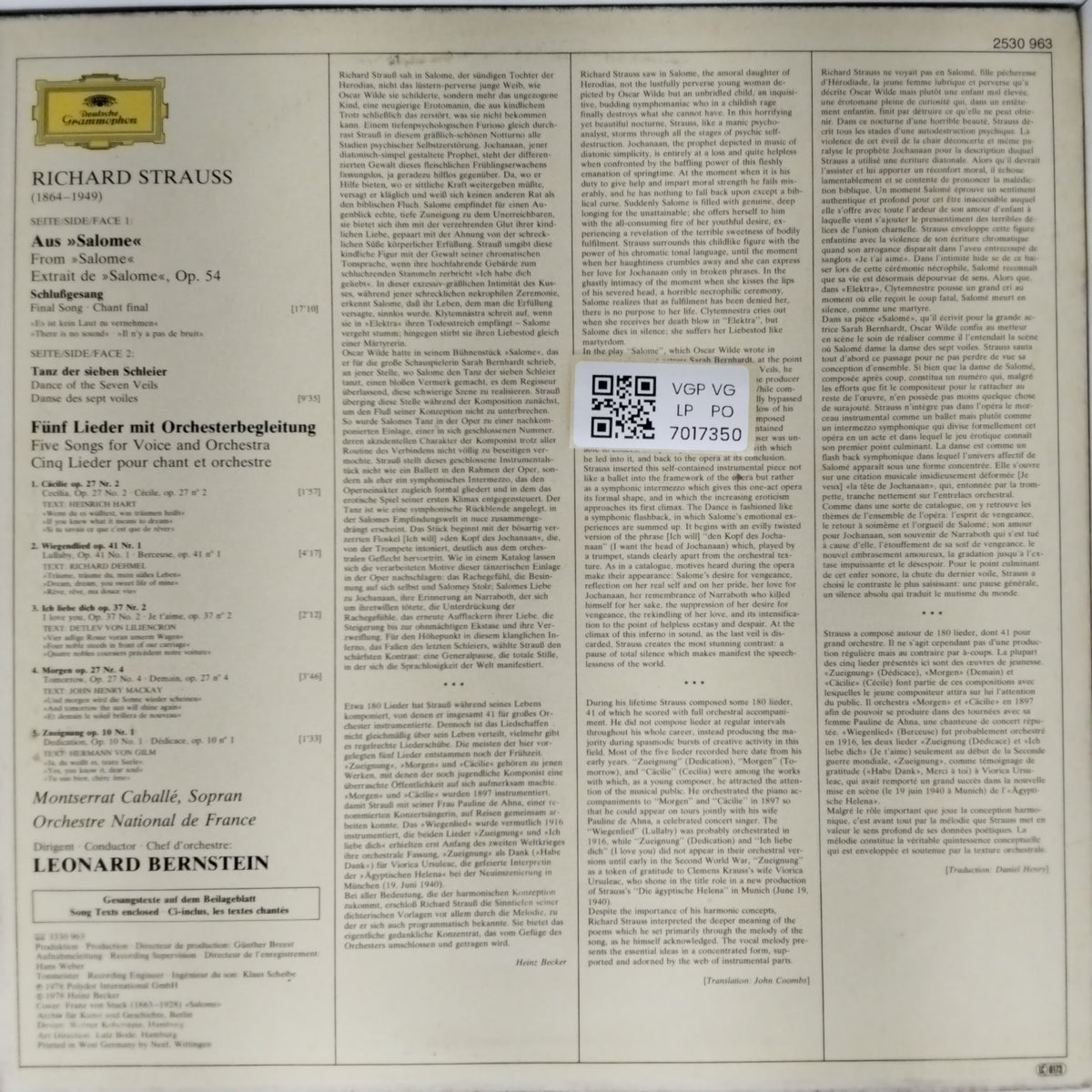 Richard Strauss, Leonard Bernstein, Montserrat Caballé - Tanz der 7 Schleier und Salomes Schlussgesang (Vinyl)