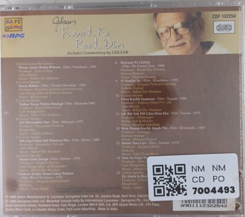 Gulzar - Fursat Ke Raat Din (CD)