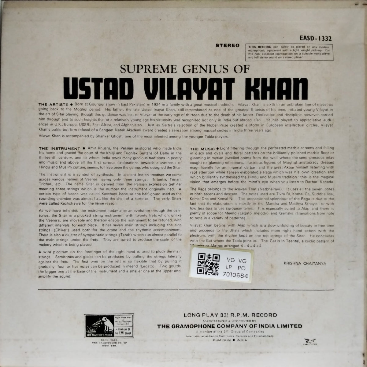 Ustad Vilayat Khan - The Supreme Genius of Ustad Vilayat Khan (Vinyl)