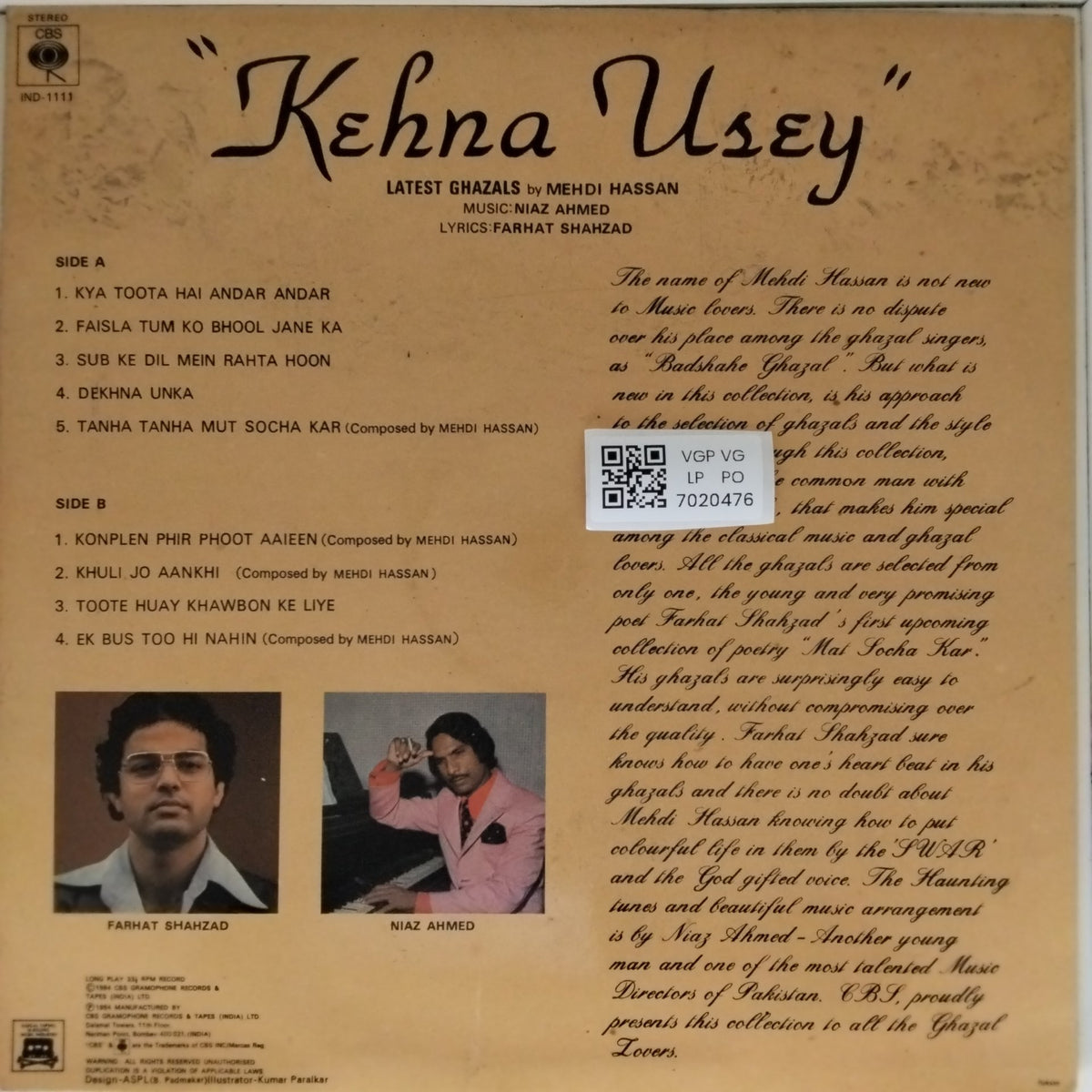 Mehdi Hassan - Kehna Usey (Vinyl)
