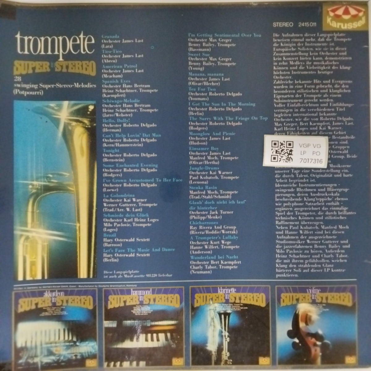 James Last, Roberto Delgado, Manfred Moch - trompete SUPER in STEREO (Vinyl)