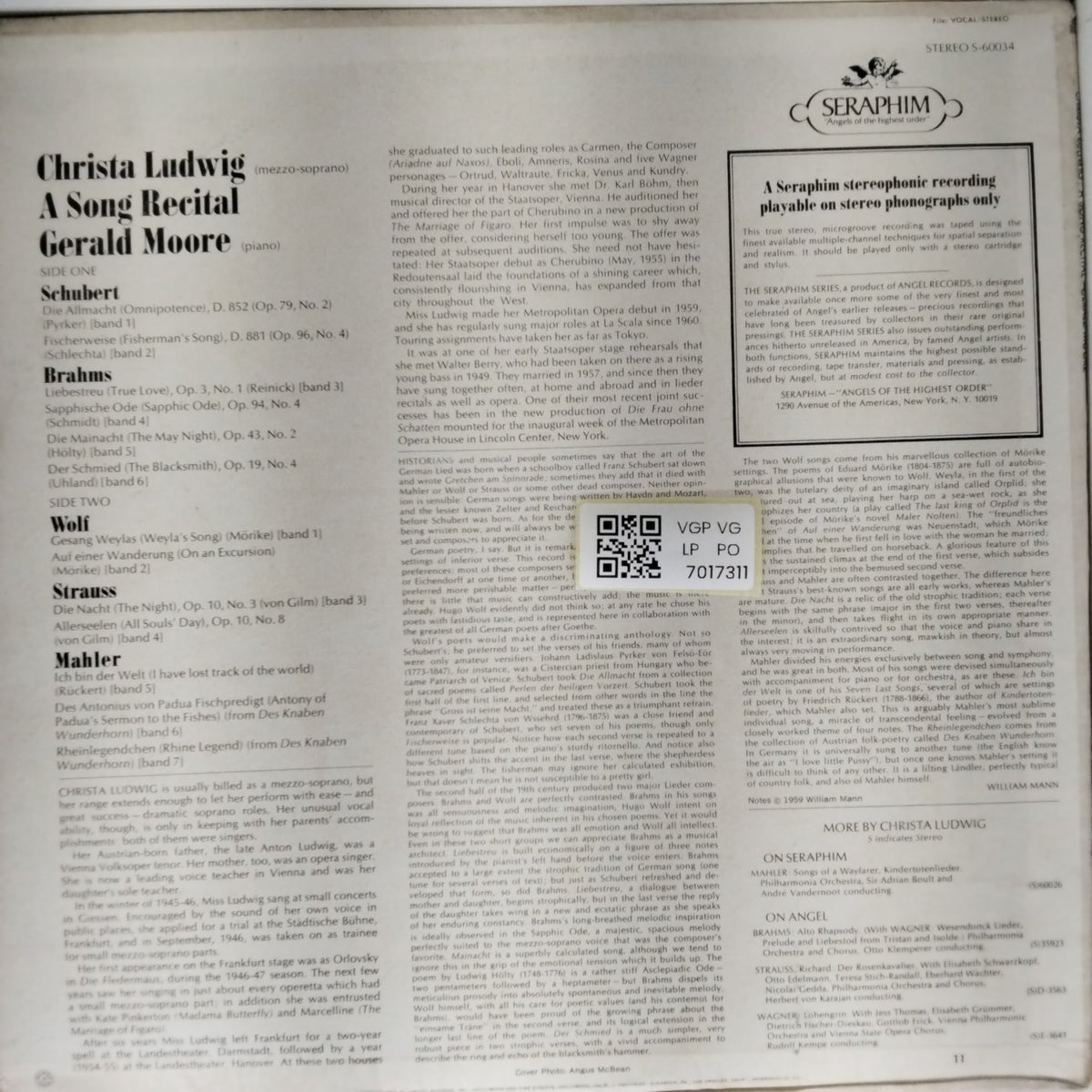 Christa Ludwig, Gerald Moore - A Song Recital (Vinyl)