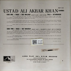 Ali Akbar Khan - Raga - Des Malhar / Raga - Nat Bhairav (Vinyl)