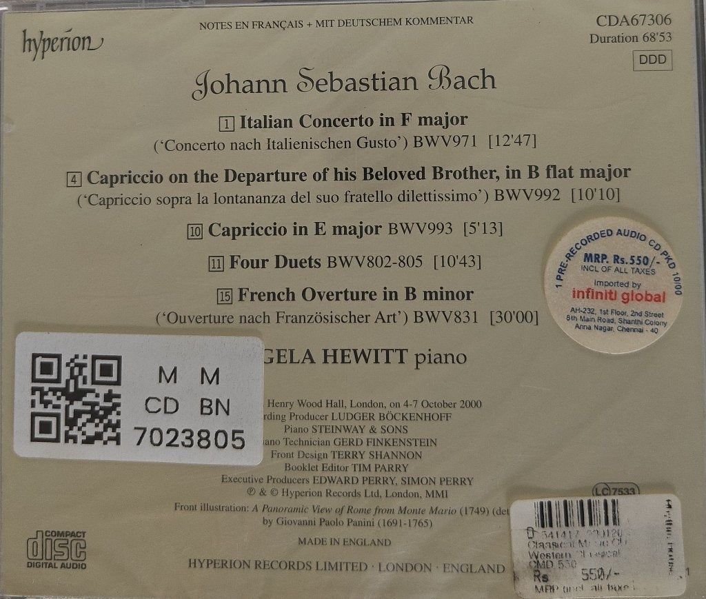 Angela Hewitt - Bach: French Overture, Italian Concerto, Four Duets, Two Capriccios (CD)