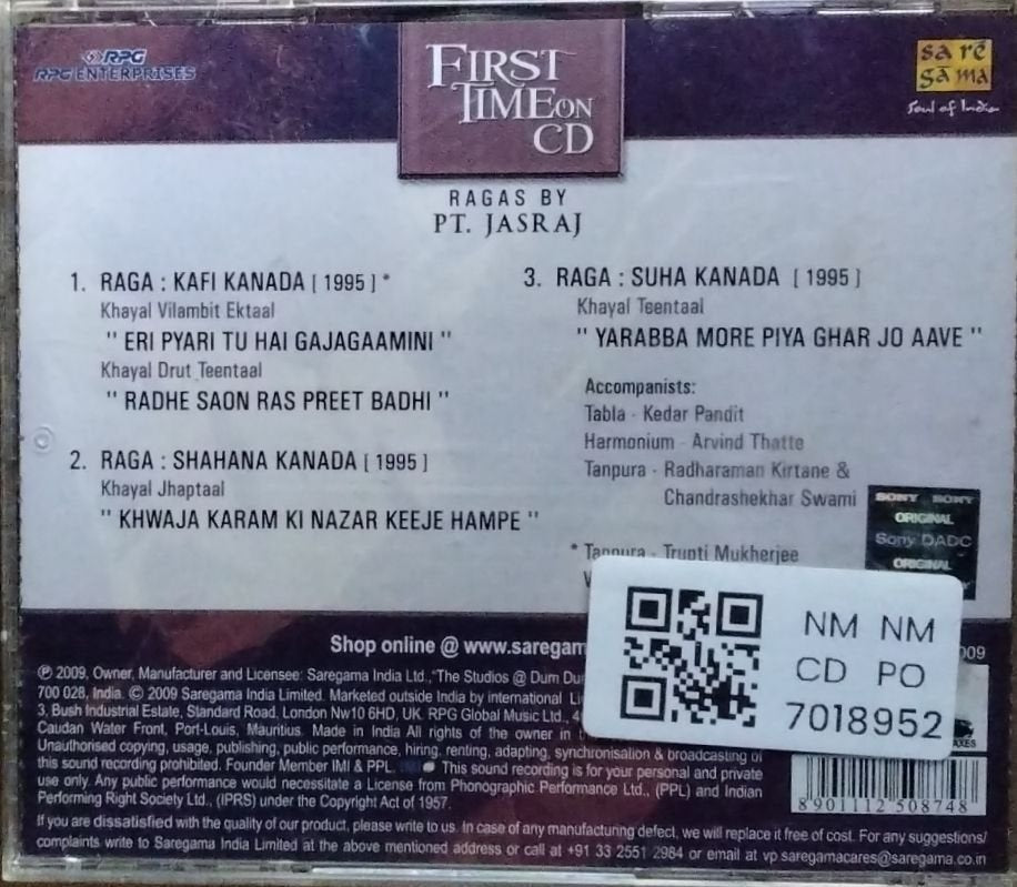 Pt. Jasraj - First Time on CD (CD)