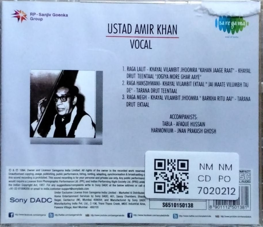Ustad Amir Khan - Vocal (CD)