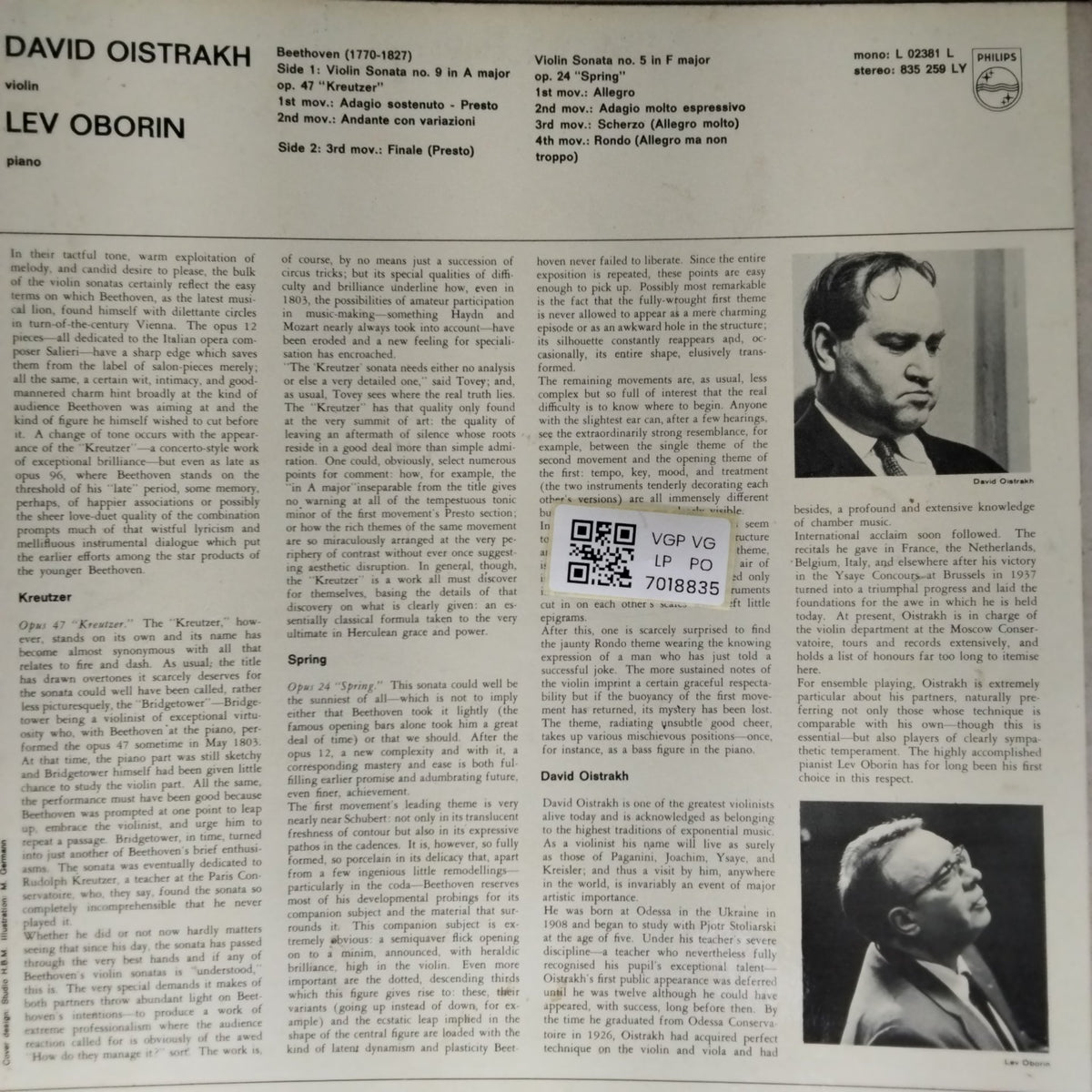 David Oistrach, Lew Oborin - Beethoven (Vinyl)