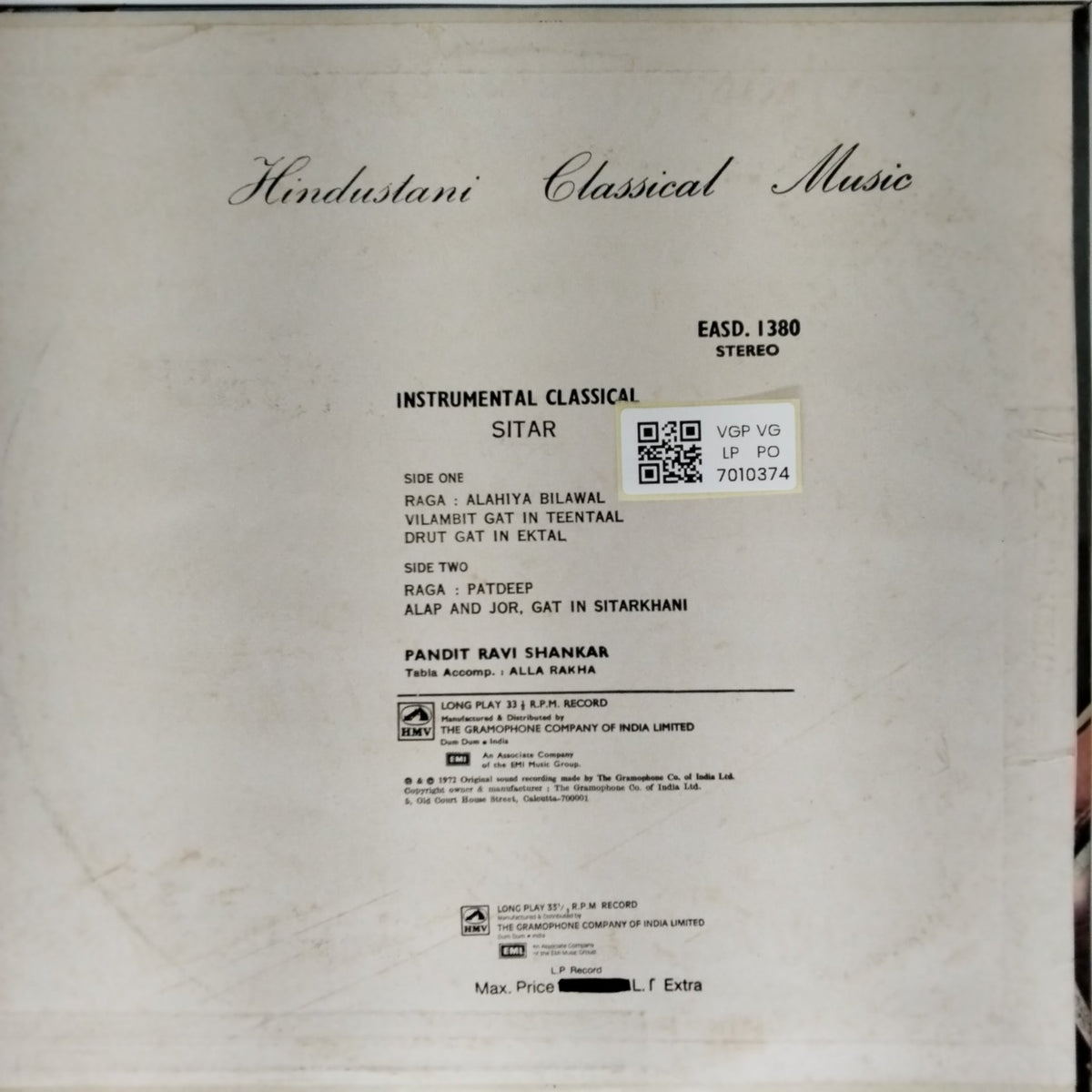 Ravi Shankar - Raga: Alahiya Bilawal, Patdeep (Vinyl)