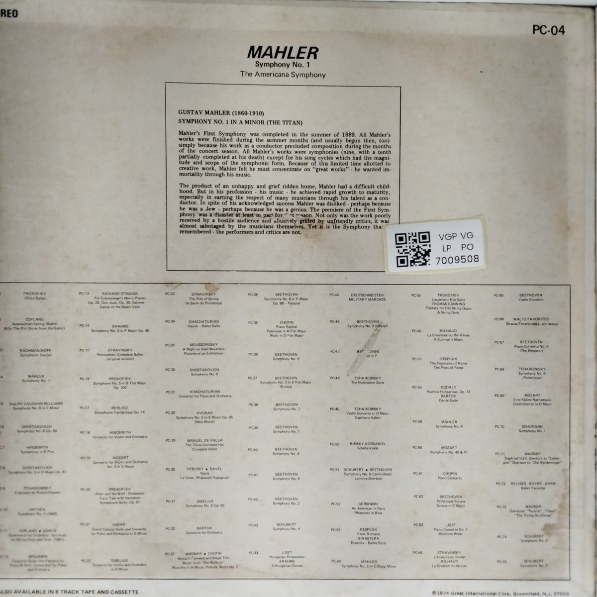Gustav Mahler, The Americana Symphony, Eugene Ormandy - Symphony No. 1 (Vinyl)